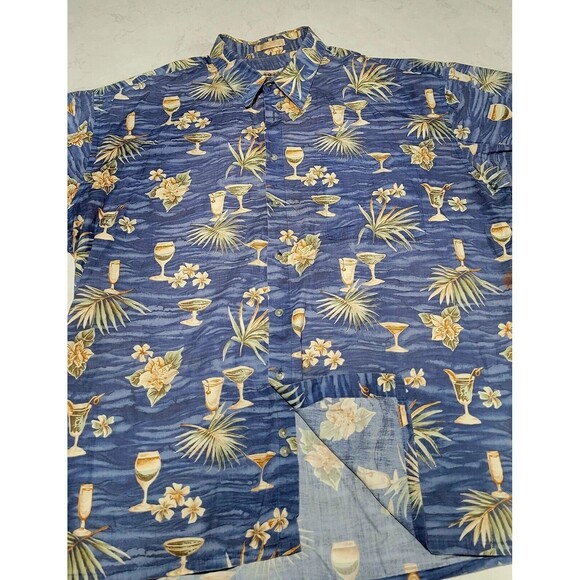 Campia Moda Men's 2XL Hawaiian Shirt SHORT SLEEVE XXL NWOT Palm Trees & Drinks - Picture 3 of 11